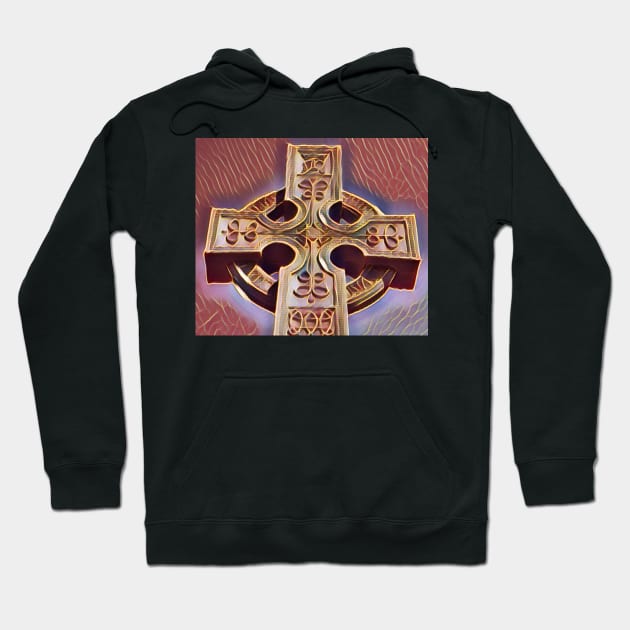 Celtic Cross Tombstone Statue - orange Hoodie by Wanderer Bat